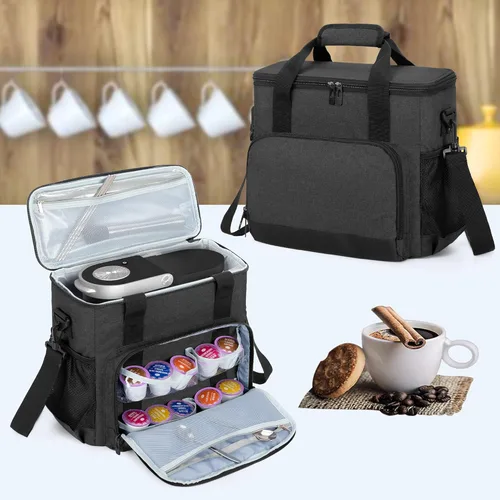 Vista 7 de CURMIO Bolsa de transporte para cafetera compatible con Keurig K-Mini o K-Mini Plus, bolsa de viaje para cafeteras de una sola porción para cápsulas