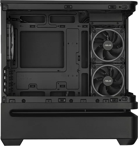 Vista 18 de ASUS Prime AP202 ARGB Black mATX carcasa de PC con vidrio curvo completamente templado, soporta tarjetas gráficas de hasta 420 mm de largo