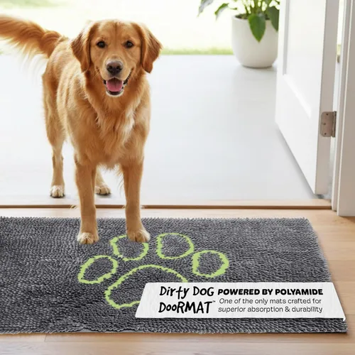 Vista 41 de Dog Gone Smart Dirty Dog Doormat - Tapete de secado rápido con respaldo súper adherente para pisos limpios - Tapete súper absorbente y lavable a