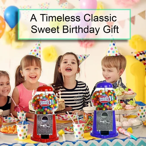 Vista 5 de Máquina de chicles para niños de 9" - Metal resistente con vidrio - Máquina de chicle de estilo antiguo de Navidad - Banco de juguetes operado
