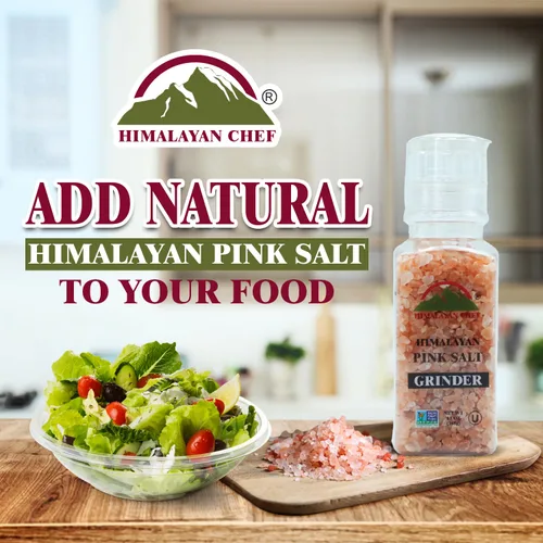 Vista 3 de Himalayan Chef Sal rosada del Himalaya de grano grueso, tarro de boca ancha con sal gruesa de corcho, rosa, 17.5 onzas