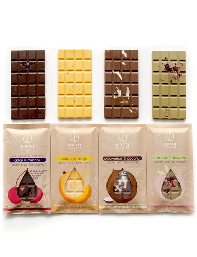 Vista 9 de Urth Essence Barras de chocolate veganas sin azúcar Chocolate Keto Chocolate sin lácteos Alimentos aptos para dieta cetogénica Regalos