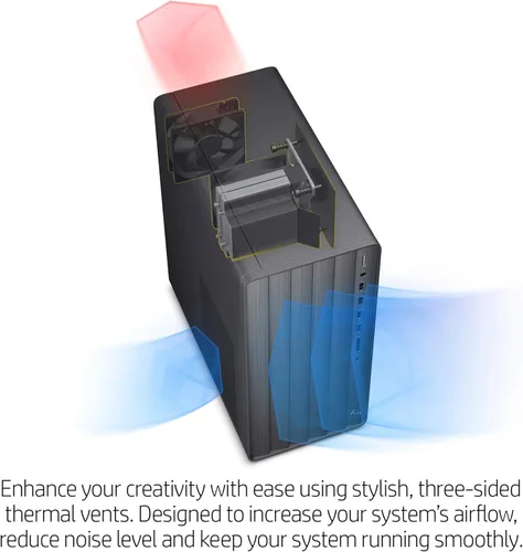 Vista 7 de HP Envy Desktop Intel Core i7-10700 de 10 generación, 16 GB de RAM, disco duro de 1 TB y SSD de 512 GB, Windows 11 (TE01-1020, negro)