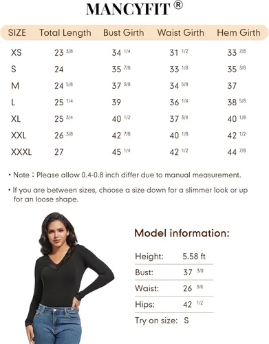 Vista 7 de MANCYFIT Ropa interior térmica para mujer, camiseta de manga larga, con cuello en V, con forro polar, para clima frío