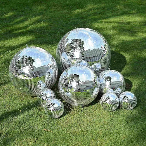 Vista 2 de Yescom Juego de 8 bolas de discoteca de 7/12/16/20/24 pulgadas, bolas de espejo surtidas, decoración de vidrio para colgar para fiestas de los años