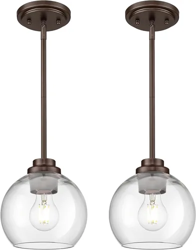 Vista 11 de Luces Colgantes para Isla de Cocina, Lámpara Colgante Moderna Dorada con Pantalla de Globo de Vidrio Transparente, Accesorios de Iluminación