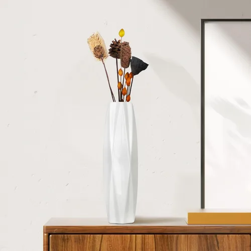 Vista 70 de White Ceramic Flower Vase,12 Inch Tall Modern Textured Vases for Home Decor,Table Centerpieces,Farmhouse,Shelf,Living Room Decorations Minimalist