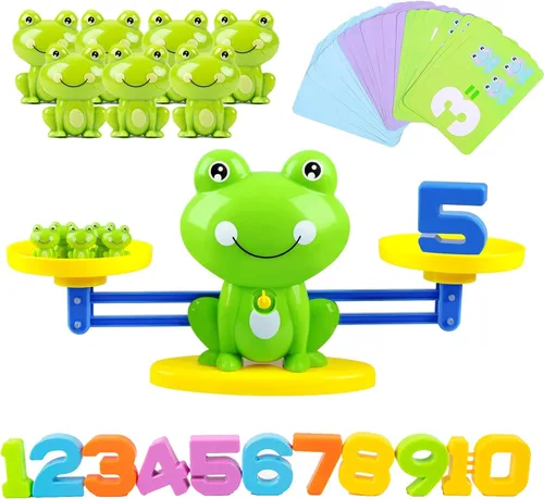 Juguetes de conteo de equilibrio de rana, juegos de matemáticas geniales para niños y niñas, juguete educativo de números para preescolar, divertido