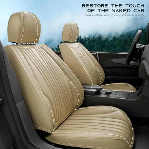 Vista 6 de 5 Piezas Fundas de Asientos de Automóvil Delanteros y Traseros LB, Cuero Nappa Impermeable Juego Completo Protectores de Asientos de Automóvil
