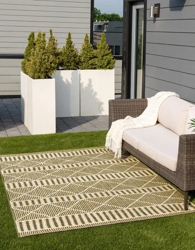 Vista 12 de Unique Loom Outdoor Trellis Collection - Alfombra de área - Dalyan (2 x 3 pies, rectangular, negro/natural)