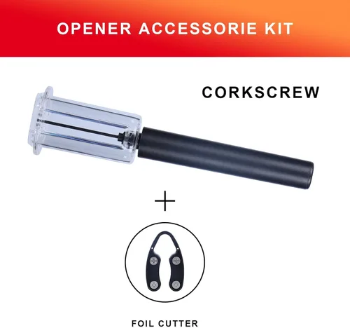 Vista 2 de Juego de Abrebotellas con Bomba de Presión de Aire para Vino con Cortador de Papel Aluminio, Sacacorchos Simple Removedor de Corchos con Bomba