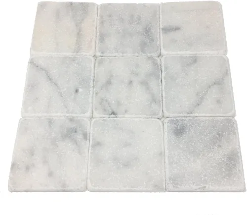 Vista 3 de Azulejo de mármol blanco de Carrara de 4 "x 4" (caja de 5 pies cuadrados)