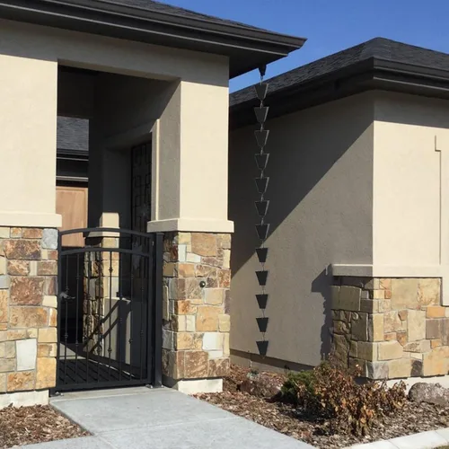 Vista 5 de Square Rain Chain with Large Cups, 8 8.5 10 12 14 Feet Gutter Chain Downspout, Black Powder Coated Rain Chain Funneling for Outside,1m (33ft)