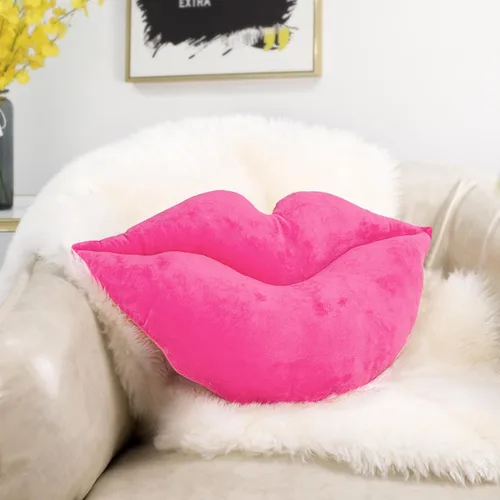 Vista 8 de AELS Almohadas de labios 3D, suaves y suaves, decorativas, almohadas de amor, lindas almohadas de 20 x 11 pulgadas para sofá, cama, sala de estar