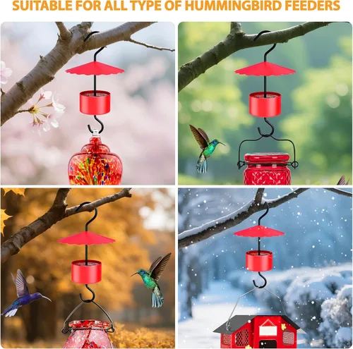 Vista 4 de Comedero grande de metal para colibríes, protector de hormigas de 5 onzas, para comederos de colibríes, mantiene eficazmente la miel segura, se