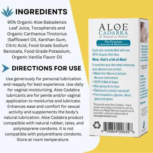 Vista 3 de Lubricante orgánico Aloe Cadabra, natural, 2.5 onzas., 2