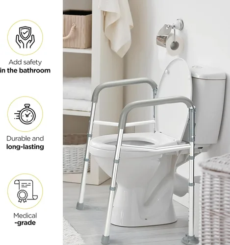 Vista 7 de Medical king Riel de seguridad para inodoro - Marco de seguridad para inodoro ajustable y desmontable con asas, rieles de seguridad para inodoro