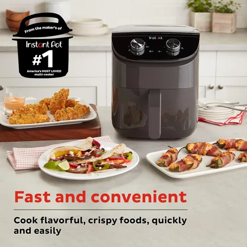 Vista 2 de Instant Pot Essentials - Freidora de aire de 4 cuartos con tecnología EvenCrisp que recalienta y recalienta, ajusta fácilmente el tiempo