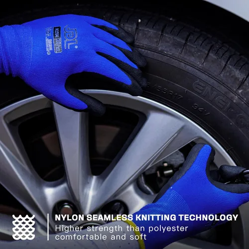 Vista 8 de JDL Work Gloves with Micro Foam Nitrile Coated, Touch Screen Compatible,US Patent Seamless Knit Nylon Safety Gloves