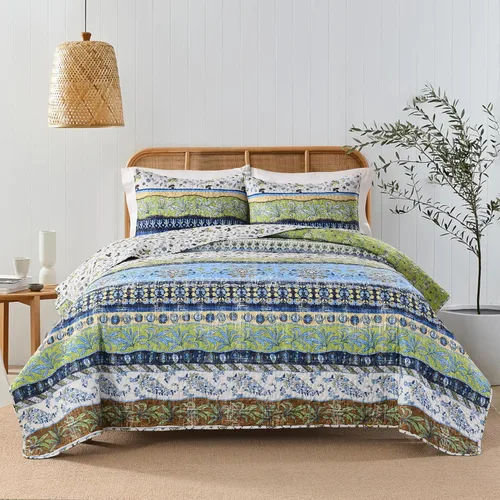 Vista 15 de HORIMOTE HOME Boho Quilt Twin Size Blue Bohemian Floral Quilt Bedding Set, Soft Lightweight Twin Comforter for All Season, Farmhouse Bedspread