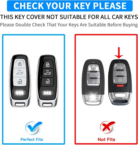 Vista 2 de QBUC Funda para llavero Audi con llavero, funda protectora de TPU suave compatible con llave inteligente Audi A3 A6 A7 A8 Q7 Q8 E-Tron S3 S6 S7 SQ7
