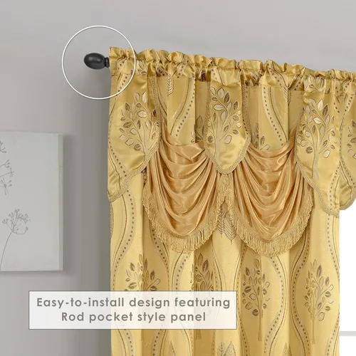 Vista 5 de Elegant Comfort juego de panel de cortinas hermoso y de lujo para ventada con cenefa adherida y fondo de 54 pulgadas x 84 pulgadas (juego de 2)