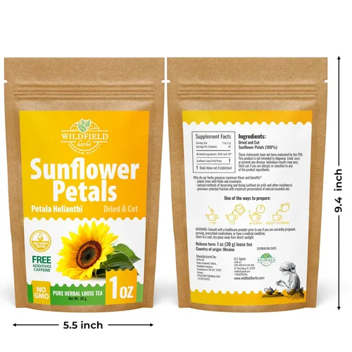 Vista 6 de 1 oz. Té de hierbas de pétalos de girasol (Petala Helianthi) – 0.99 oz de pétalos de girasol secos Té de Pétalos de Girasol