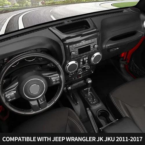 Vista 4 de RT-TCZ para Jeep JK Kit de Ajuste Interior Negro, Funda de Panel de Consola Central para Tablero para Jeep Wrangler JK JKU 2011-2017 Accesorios
