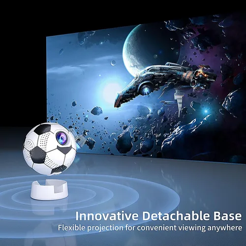 Vista 4 de Proyector con WiFi y Bluetooth, Proyector de películas al aire libre portátil con soporte, Android 11, enfoque electrónico y corrección