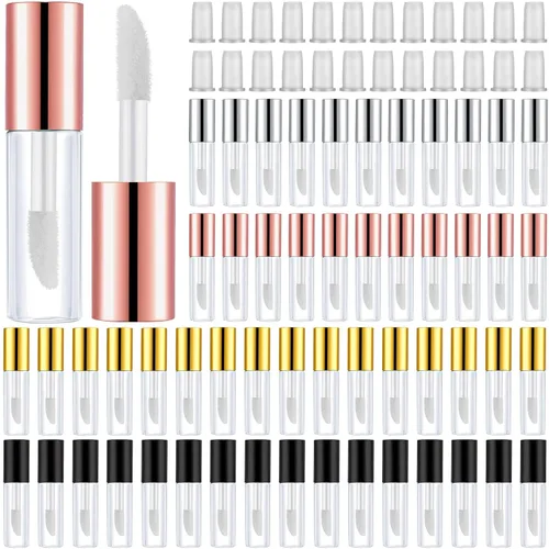 Vista 4 de Patelai 100 unidades de mini tubo de brillo de labios transparente, rellenables, vacíos, para bálsamo labial, botellas, contenedores transparentes