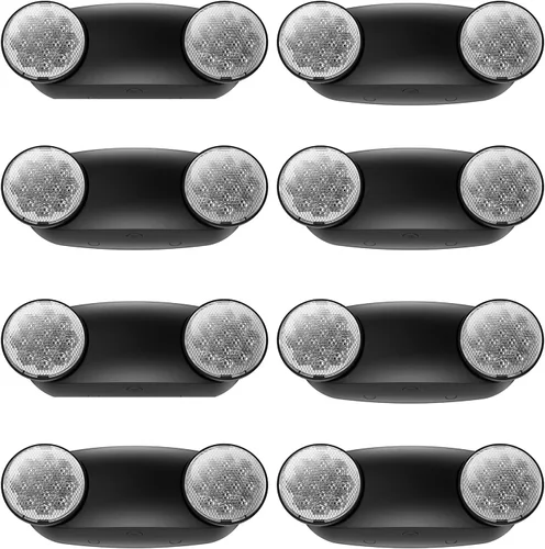 Vista 13 de Paquete de 1 luz LED negra de emergencia con respaldo de batería, 2 cabezales, señal de salida de emergencia certificada UL, 120 luces de salida
