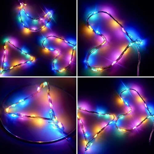 Vista 6 de 20 paquetes de luces de cadena de hadas, 20 LED con pilas de alambre de cobre plateado con cadena de luz estrellada para bricolaje, fiesta, Navidad
