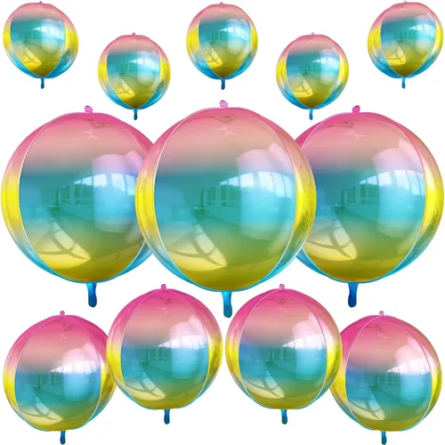 Vista 29 de 12 globos redondos de aluminio blanco crema, globos de 22 pulgadas y 10 pulgadas 4D de Mylar marfil de helio 4D, color beige, blanco arena