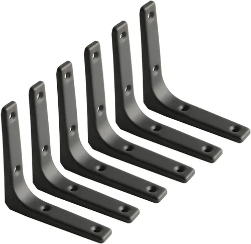 Vista 22 de SAYAYO 2 piezas de soporte de estante de pared de hierro, soporte de estante resistente de 4 x 4 pulgadas, soporte de ángulo de articulación Negro