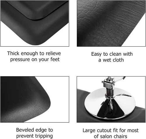 Vista 4 de Alfombra antifatiga de 3 x 5 pies para estilista de cabello de 7/8 pulgadas de grosor, rectangular, cómoda, para peluquería y salón de belleza