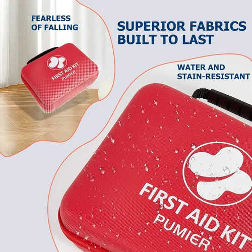 Vista 8 de Kit de primeros auxilios para el hogar, automóvil, viajes, campamento, negocios, compacta, impermeable, a prueba de golpes, perfecto para barco