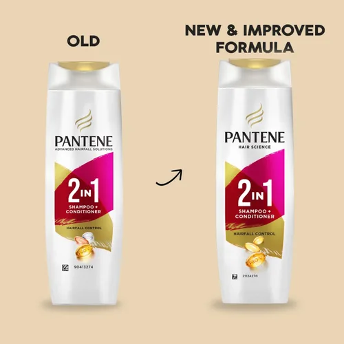 Vista 2 de Pantene Champú + acondicionador 2 en 1 anti caída del cabello, 11.5 fl oz