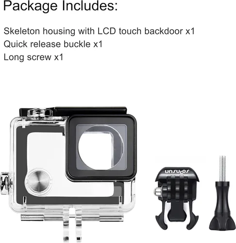Vista 8 de SOONSUN Funda de esqueleto para GoPro Hero 4, Hero 3+, Hero 3 – Carcasa de marco abierto lateral con puerta trasera táctil, acceso a puertos