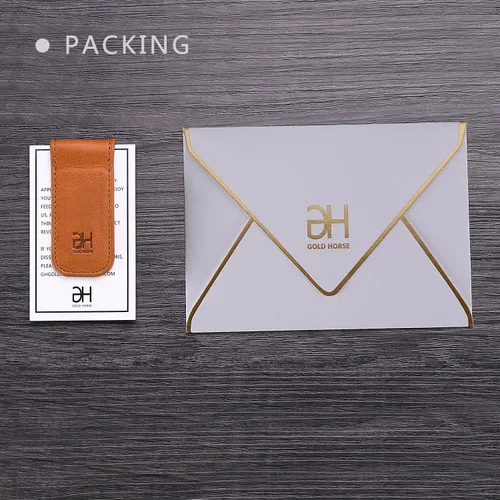 Vista 7 de GH GOLD HORSE Soporte magnético delgado para tarjetas de visita de cuero genuino para hombres