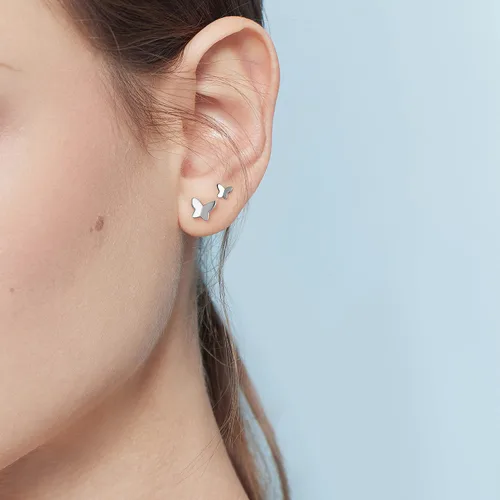 Vista 7 de Meissa Ball Screw Back Earrings for Women Butterfly Sleep Earrings Hypoallergenic Studs Pure Silver Ball Back Studs for Men Unisex (Silver)