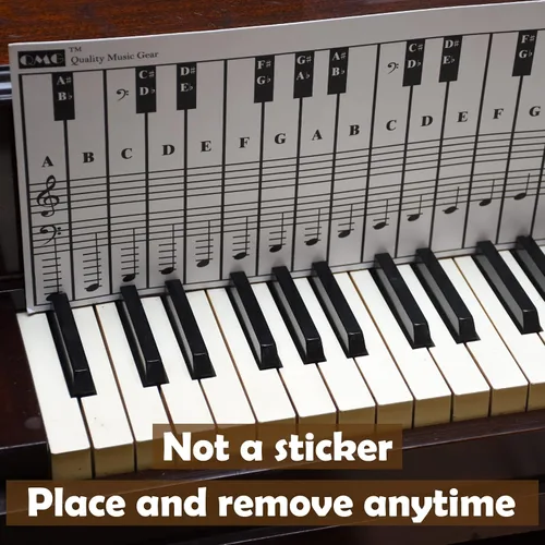 Vista 5 de QMG Tabla de notas de piano y teclado para 88 teclas, uso detrás de las teclas, herramienta visual ideal para principiantes que aprenden piano