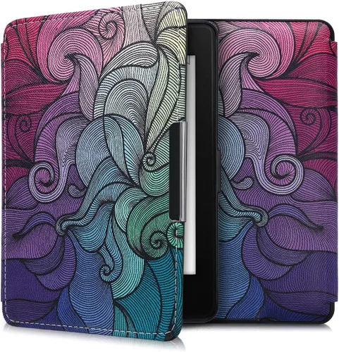 Vista 28 de kwmobile Funda compatible con Yaxa Kindle PaperWhite - Funda para lector electrónico - Azul pez pequeño/azul claro/blanco