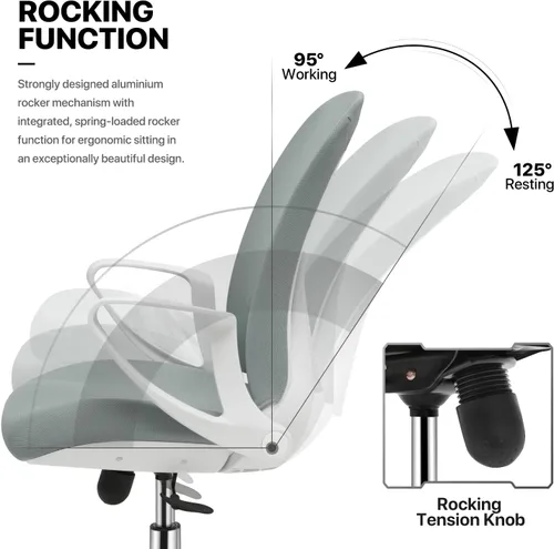 Vista 8 de Magshion Juego de escritorio y silla, silla de oficina ergonómica de malla con soporte lumbar y escritorio de computadora para computadora portátil