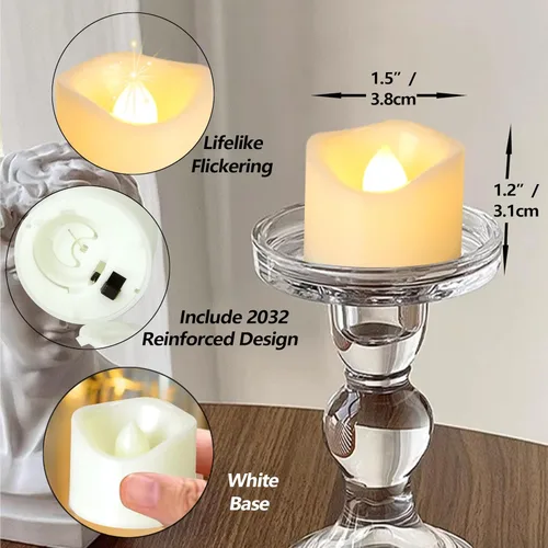 Vista 7 de Velas LED sin llama parpadeantes que funcionan con pilas, velas votivas para mesa del hogar, Halloween, Navidad, boda, fiesta, decoración, luces