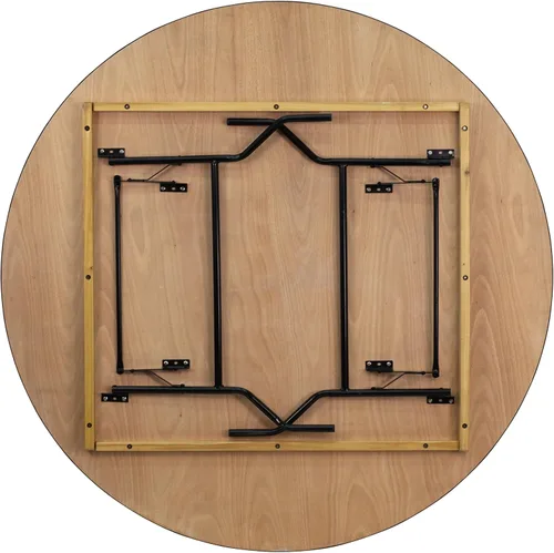 Vista 7 de Flash Furniture Furman Mesa redonda de madera plegable para banquetes de 6 pies con tapa con acabado transparente