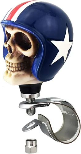 Vista 3 de Arenbel Perilla de refuerzo giratoria para automóvil estilo calavera caballero para volante, mango de agarre para control de giro, se adapta a