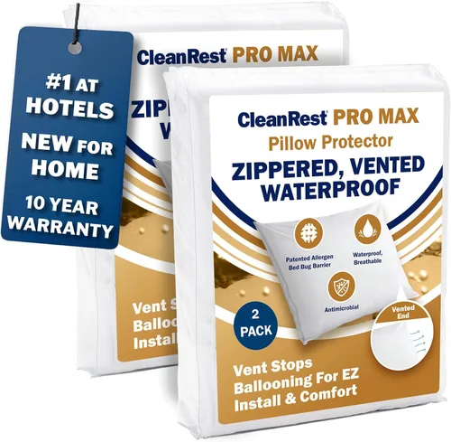 Vista 10 de CleanRest PRO Max - Protector de almohada impermeable, tamaño King, con cremallera (paquete de 1), a prueba de alérgenos y insectos de cama