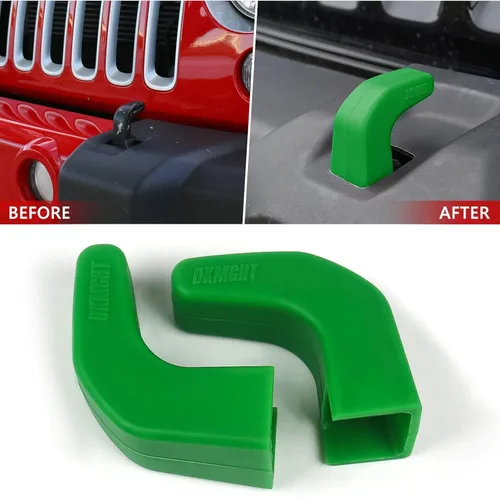 Vista 2 de Cubiertas de gancho de remolque de parachoques de fábrica para Jeep Wrangler JK JL Gladiator TJ, accesorios protectores verdes 2007-2022 (2 piezas)