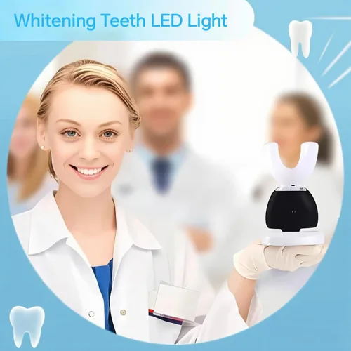 Vista 2 de Cepillo de dientes auto ultrasónico en forma de U automático 360 con luz azul que blanquea para los adultos