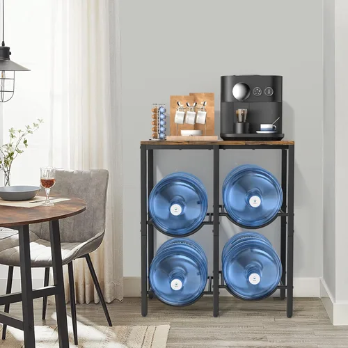 Vista 7 de VINAEMO Soporte para Jarra de Agua de 5 Galones, Soporte para Jarra de Agua de 3 Niveles con Tablero de Madera Extendido, Soporte de Almacenamiento